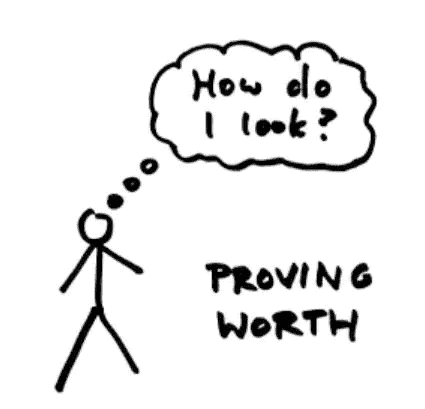 Drawing of person who's trying to prove their worth