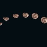 Image shows the different phases of the moon, from new moon to full moon.