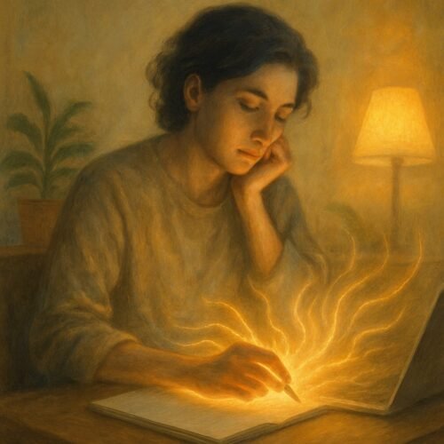 Woman writing at a desk