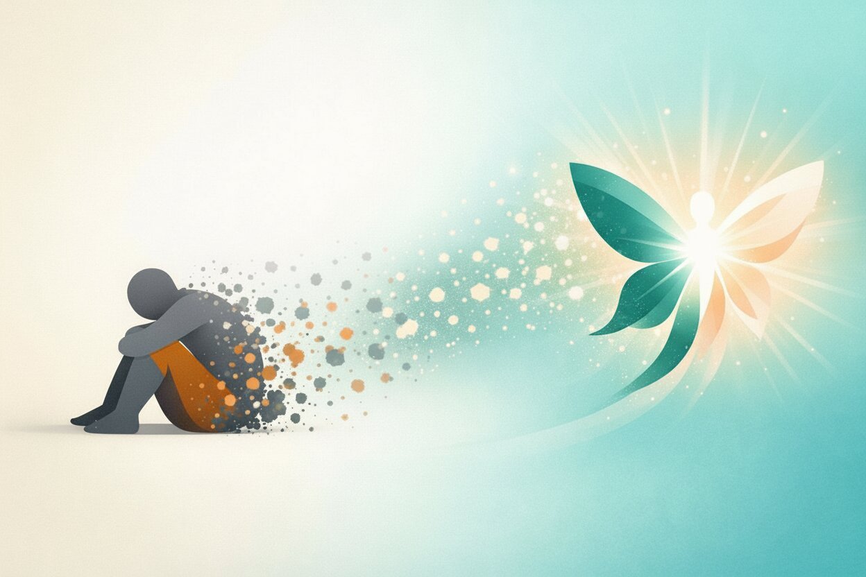 Modern abstract design representing the journey from procrastination to purpose